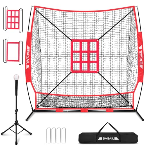 7x7 ft Baseball & Softball Practice Net with Bow Frame, Carry Bag P403