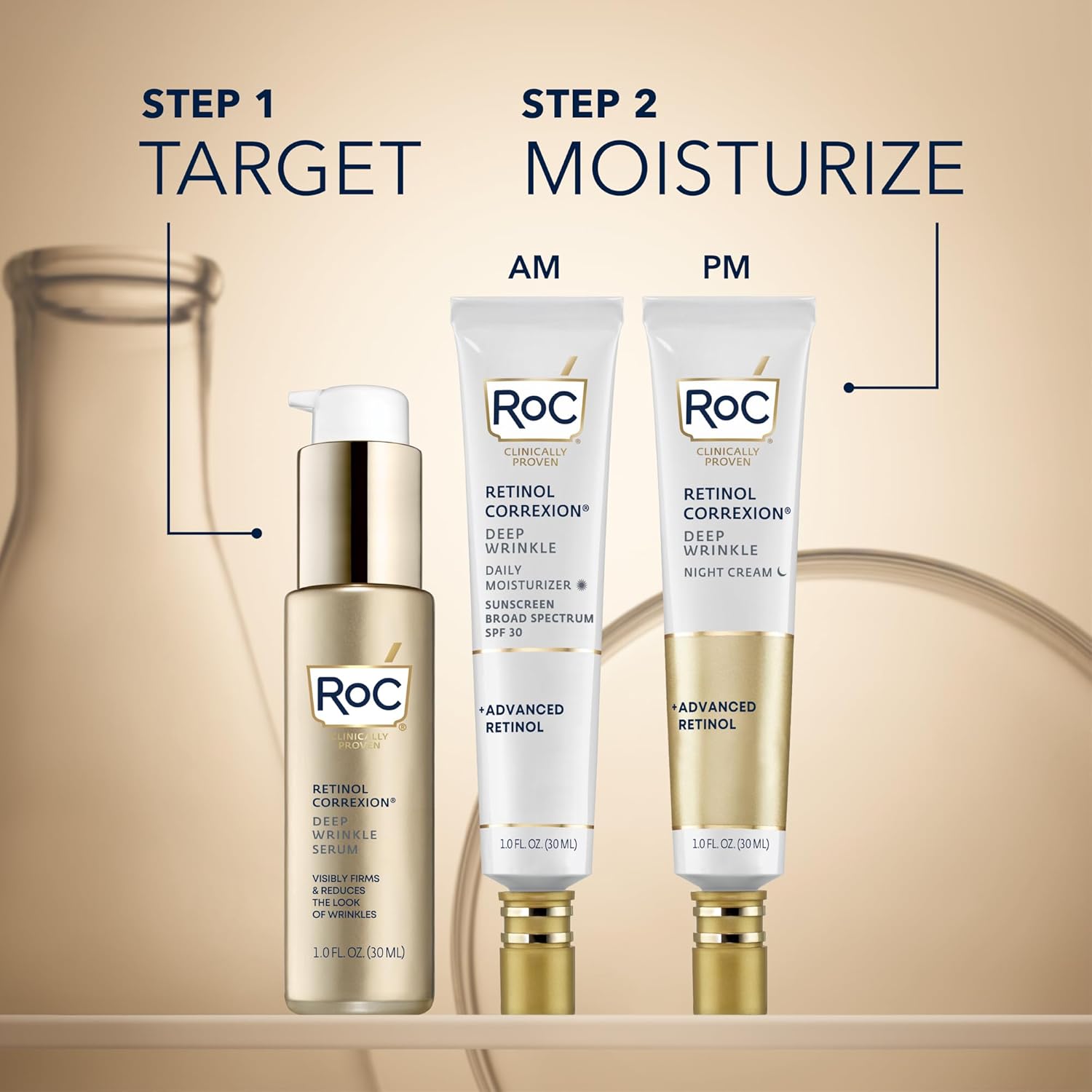 Retinol Correxion Deep Wrinkle Daily Face Moisturizer with Sunscreen SPF 30, 1 Ounce T7480