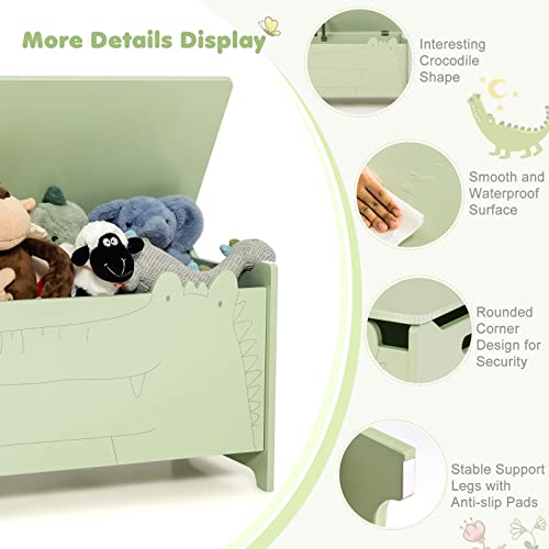 White Wooden Toy Box with Safety Hinge N87929