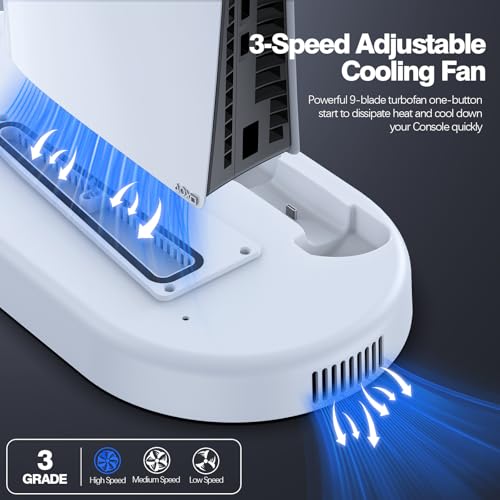 PS5 Slim Stand with Cooling Fan and Charging Station White Q5703