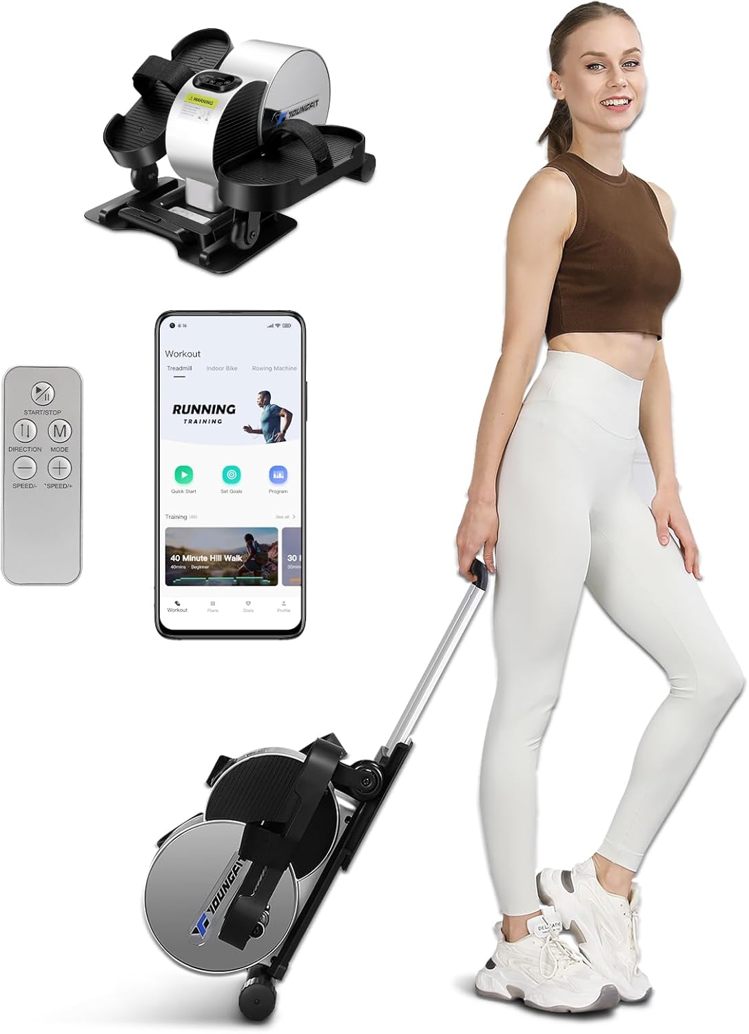 Portable Electric Seated Pedal Ellipse Machine with Remote and App Control, LCD Display I64237