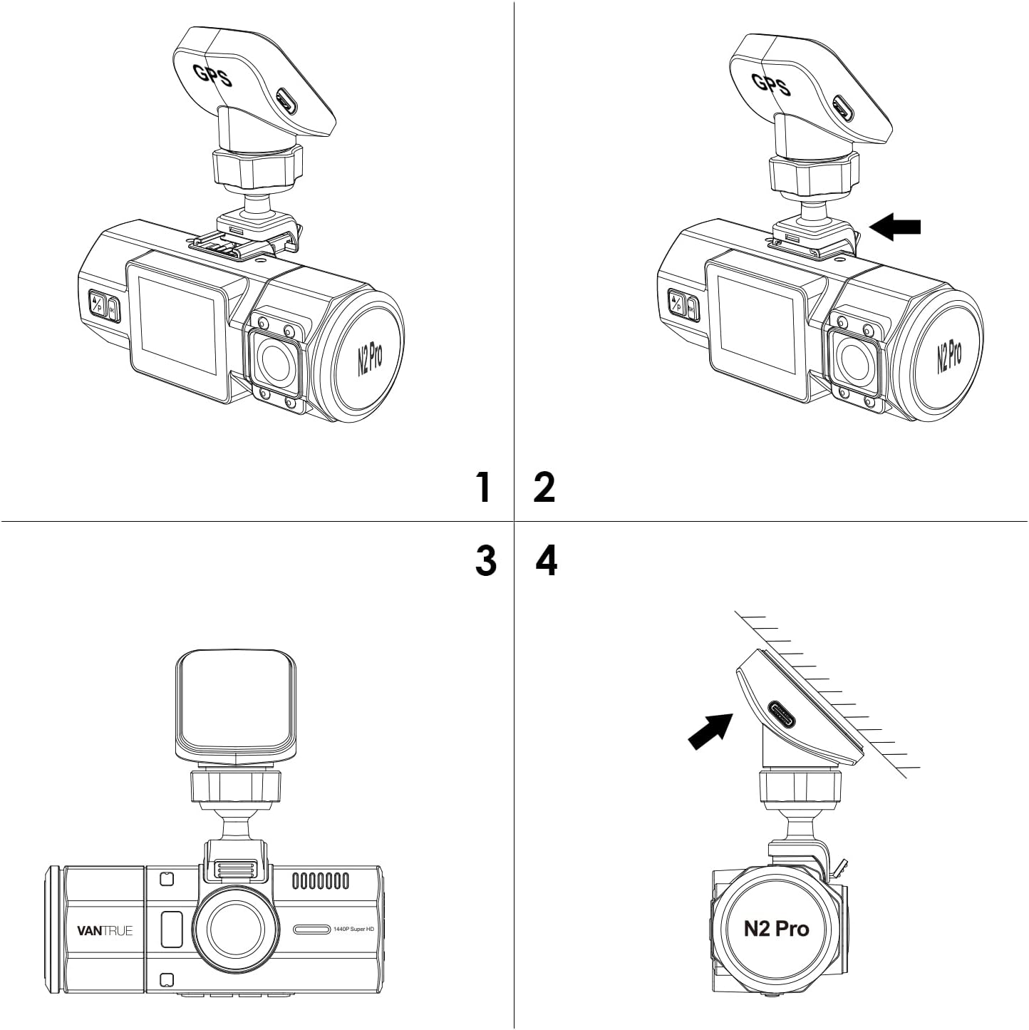 Dash Cam GPS Receiver Module Type C USB Port Adhesive Mount E1167