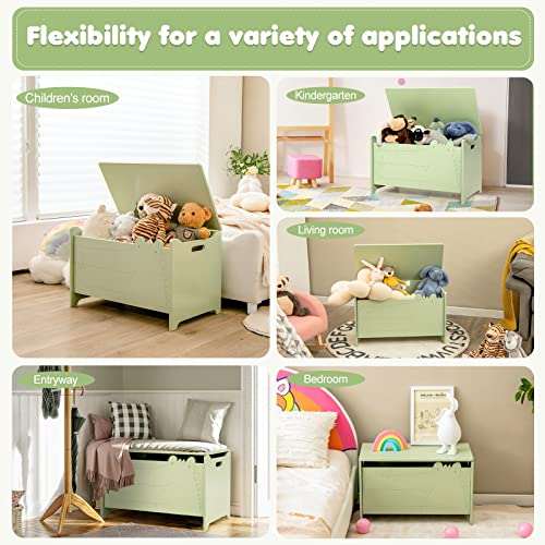 White Wooden Toy Box with Safety Hinge N87929