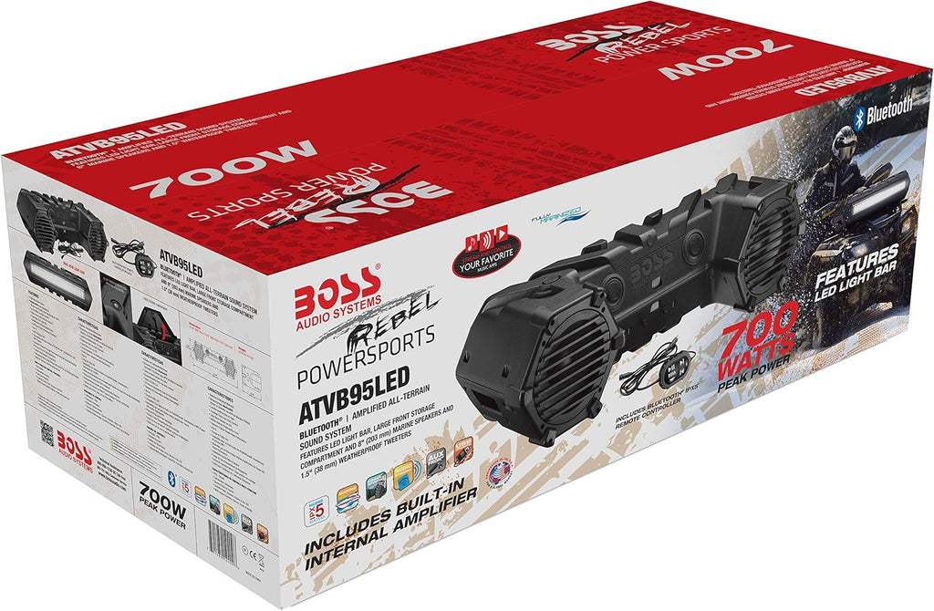 Weatherproof ATV Soundbar with 8 Inch Speakers and LED Light Bar M34689
