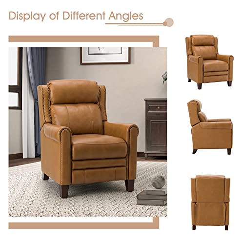 Black Genuine Leather Recliner with Nailhead Trim A787938