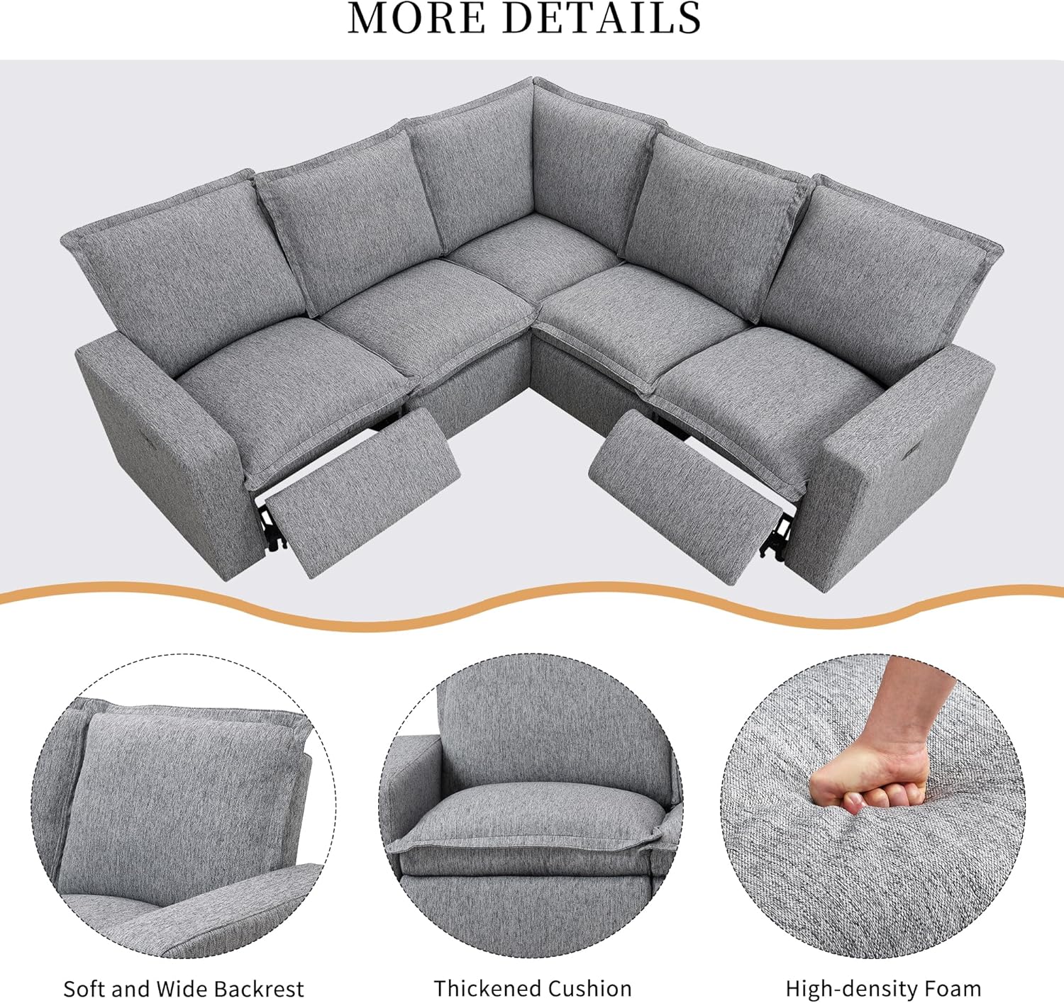 Modular Sectional Sofa with Power Recliner and USB Port Z74818