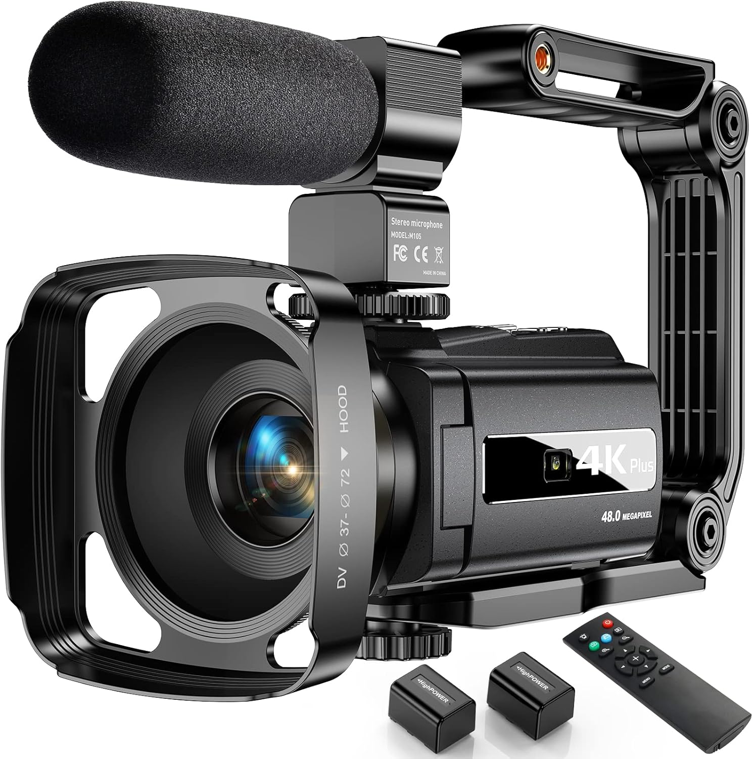 4K 48MP 60FPS Ultra HD Video Camera with Microphone 6-Axis Anti-Shake IR Night Vision Recorder N2631