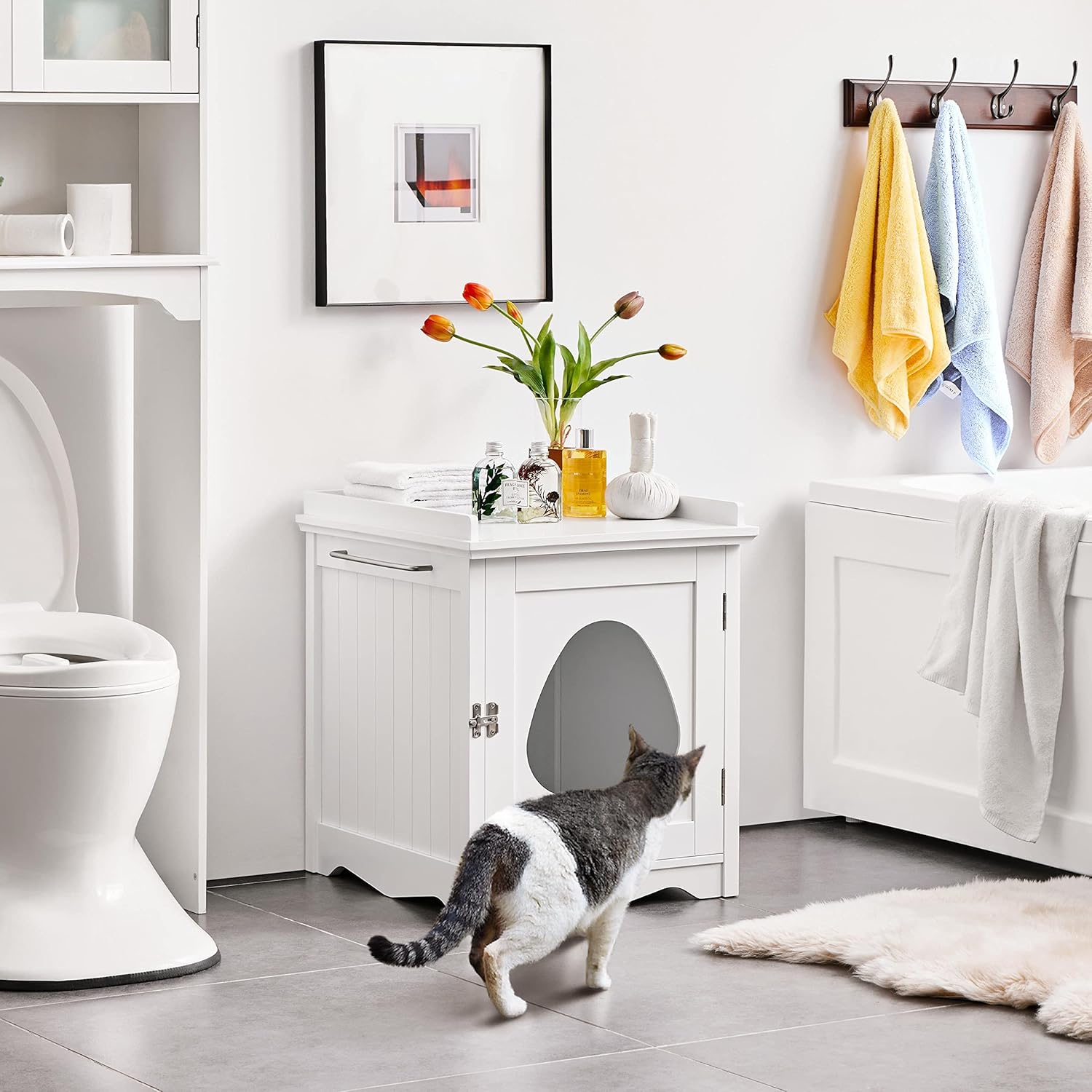 Hidden Cat Litter Box Enclosure Furniture Z946