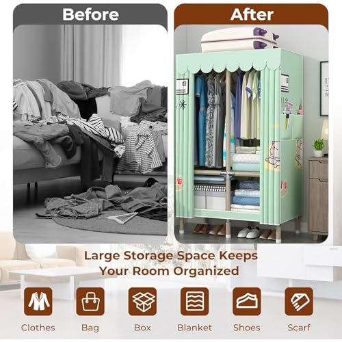 Canvas Wardrobe with Shelves and Hanging Rail I4121