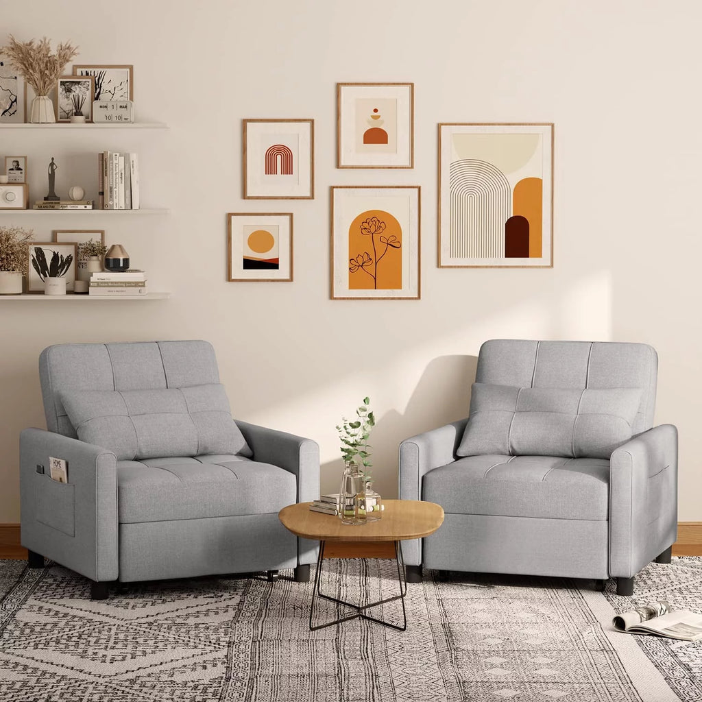 Grey Convertible Chair Single Bed R858
