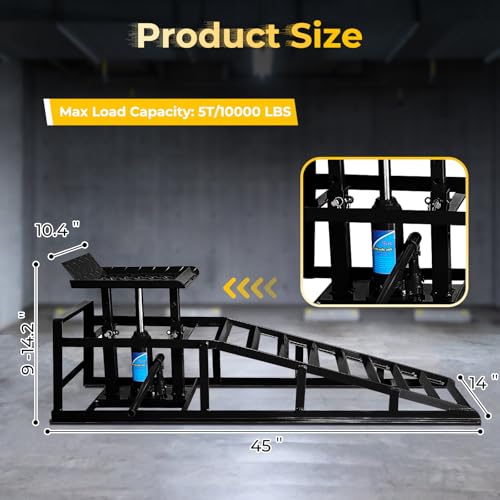 2 Pack Black Heavy Duty Steel Hydraulic Car Ramps 5t W519