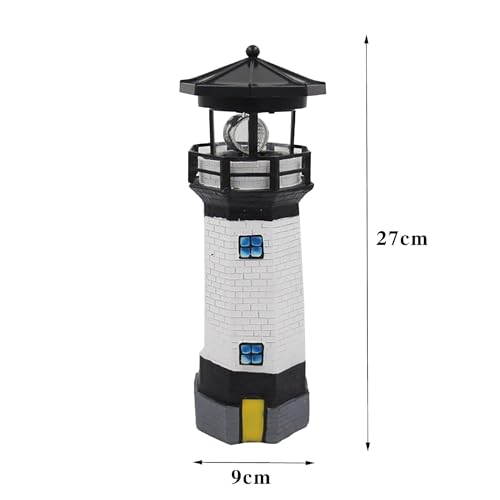 Black and White Solar LED Lighthouse D5861