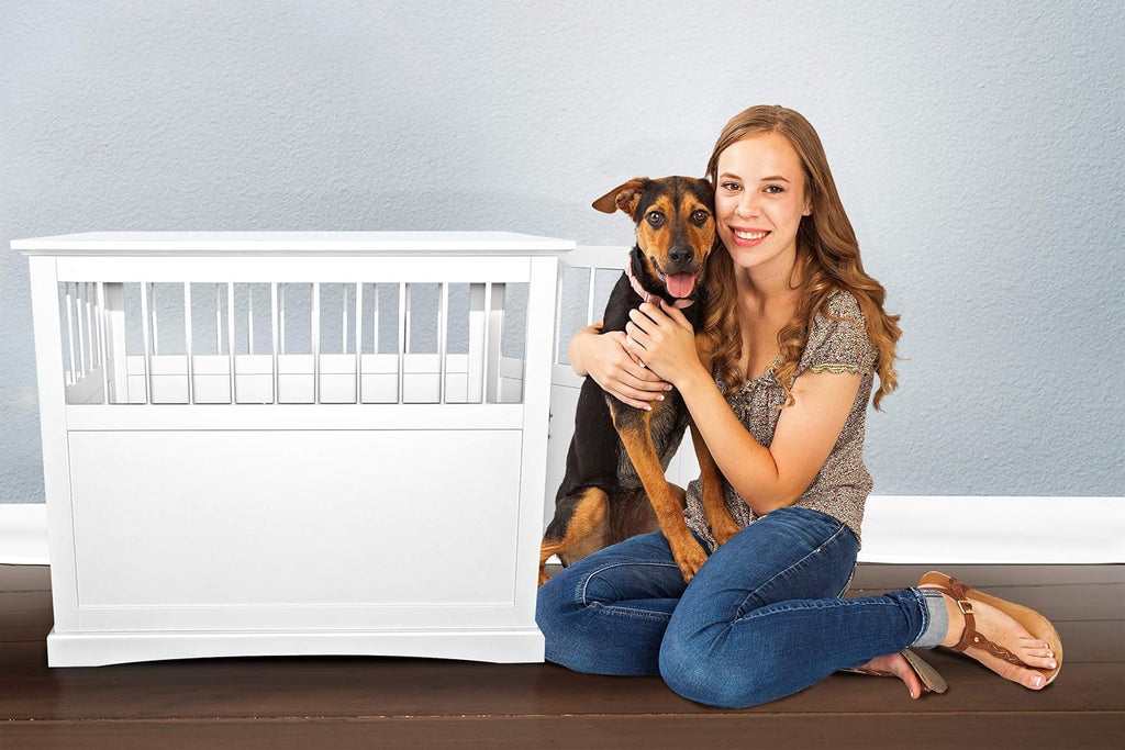 White Large End Table Dog Crate Z7955