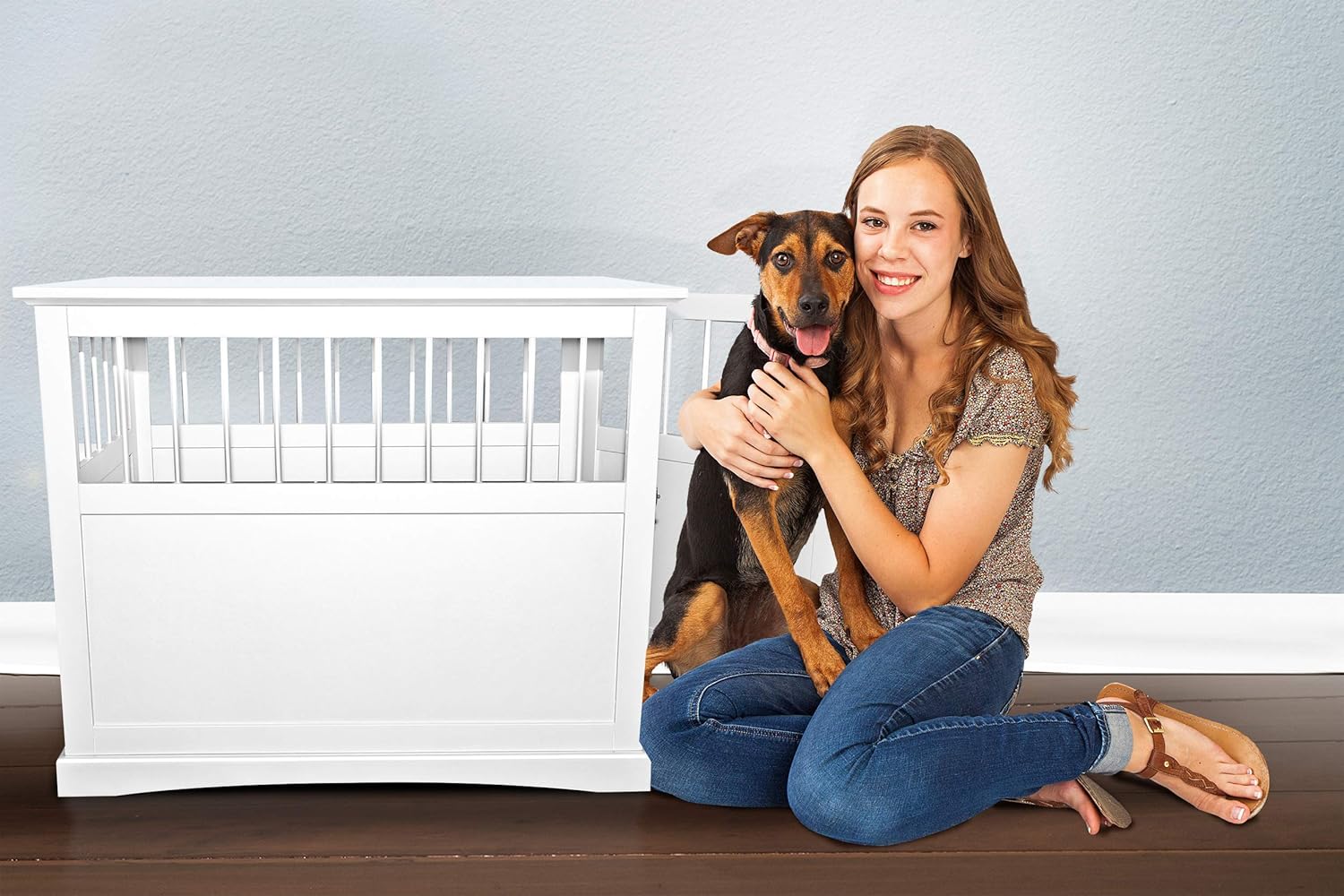 White Large End Table Dog Crate Z7955