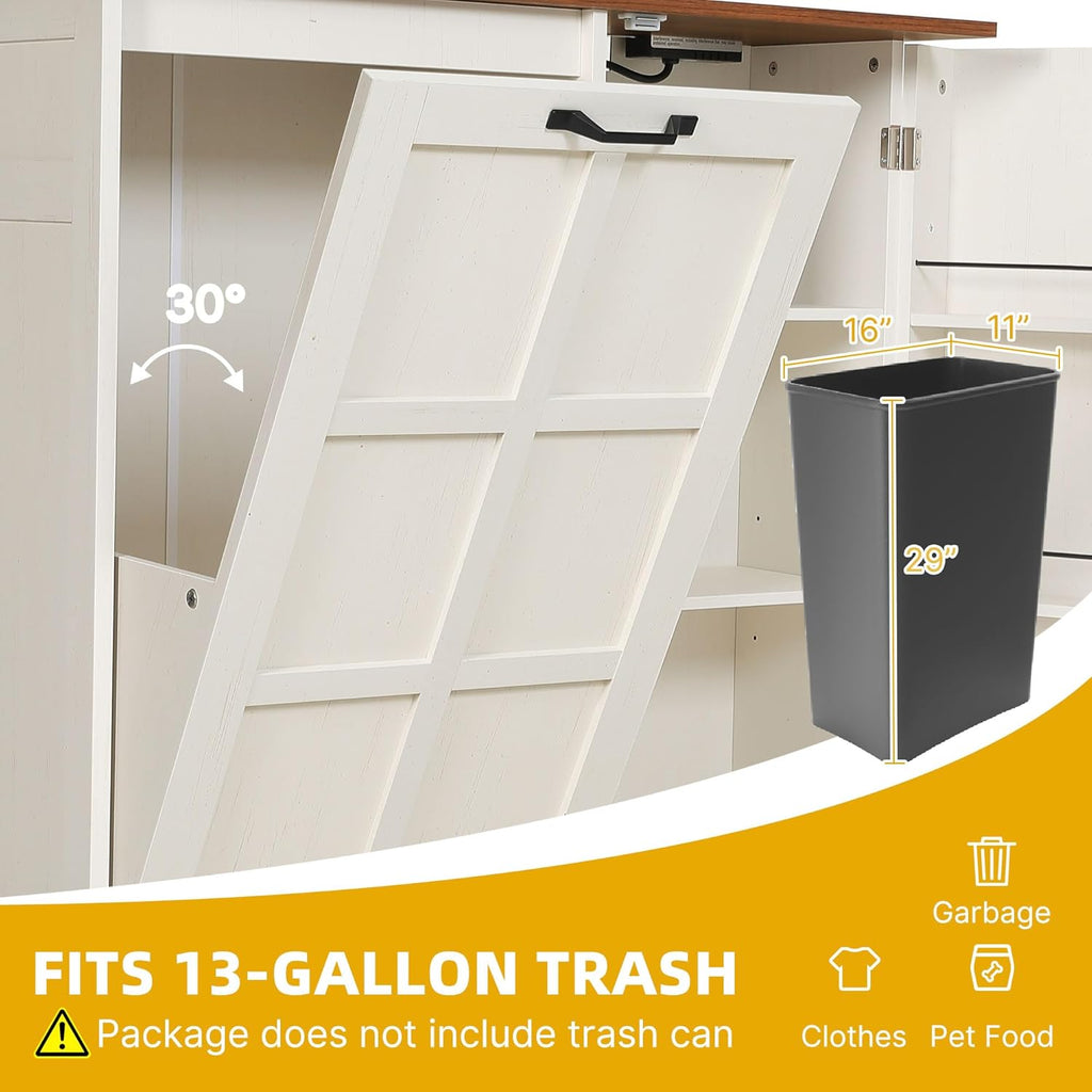 White Oak Tilt Out Trash Cabinet 13 Gallon L1000