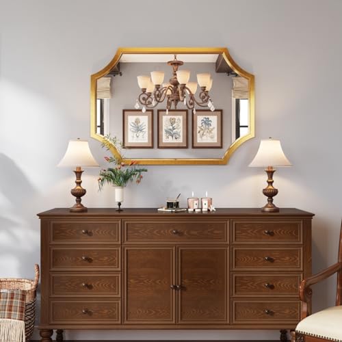 Large Gold Scalloped Framed Bathroom Mirror O973951