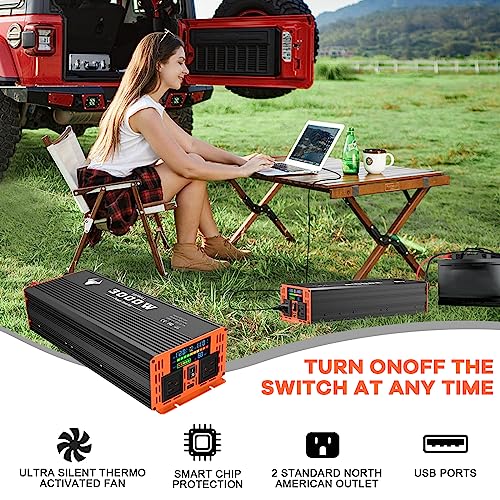 3000 Watt Power Inverter, 12V DC to 110V AC Converter, with LED Display, Dual AC Outlets, USB Port Z43685