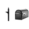 Black Aluminum Mailbox Post and Galvanized Steel Post-Mount Mailbox C3551