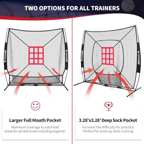7x7 ft Baseball & Softball Practice Net with Bow Frame, Carry Bag P403