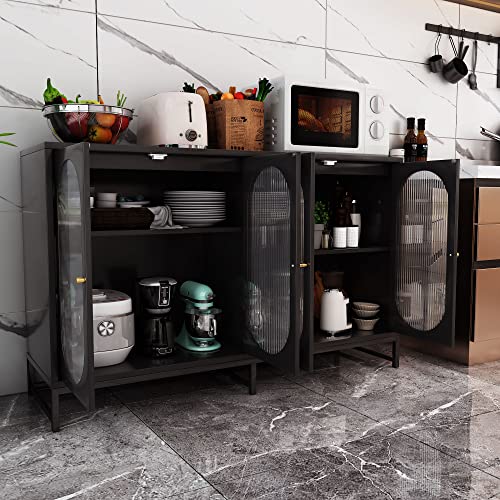 Natural Accent Storage Cabinet with Glass Doors and Adjustable Shelves U63148