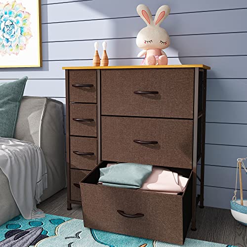 7 Drawer Fabric Dresser with Steel Frame E626