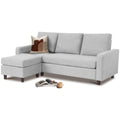 Light Gray Linen L-Shaped Sectional Sofa with Removable Ottoman Q314