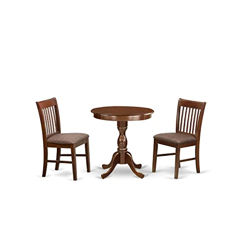 3 Piece Round Dining Table with Pedestal and 2 Kitchen Chairs J660
