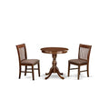 3 Piece Round Dining Table with Pedestal and 2 Kitchen Chairs J660