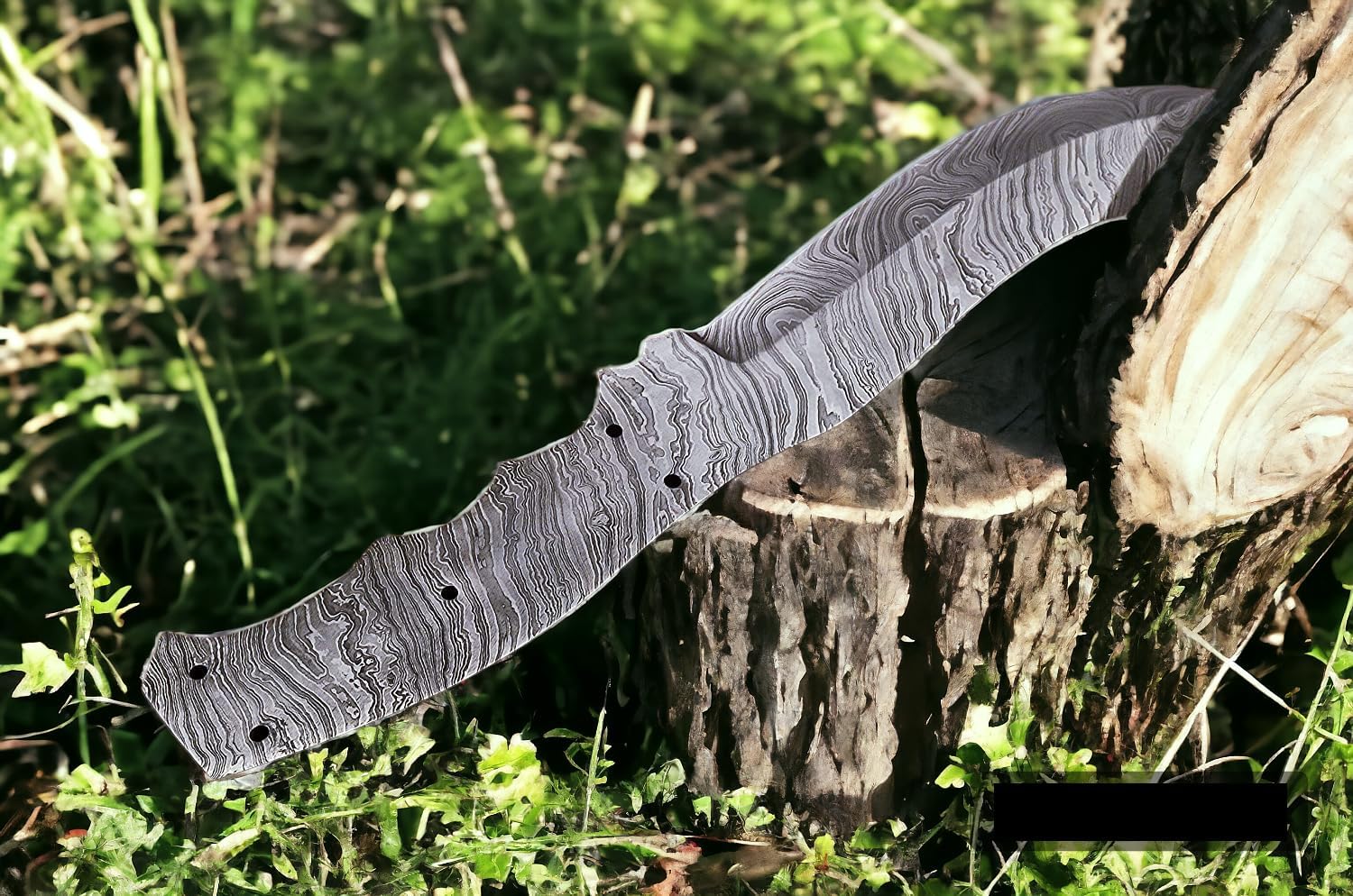 Damascus Steel Full Tang Blank Blade Knife K634701