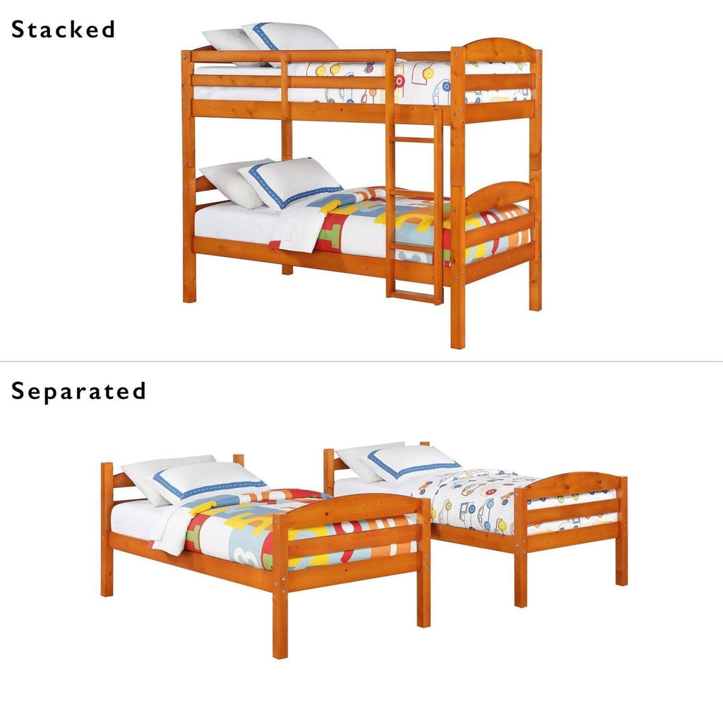 Pine Wood Twin-over-Twin Bunk Bed H6287