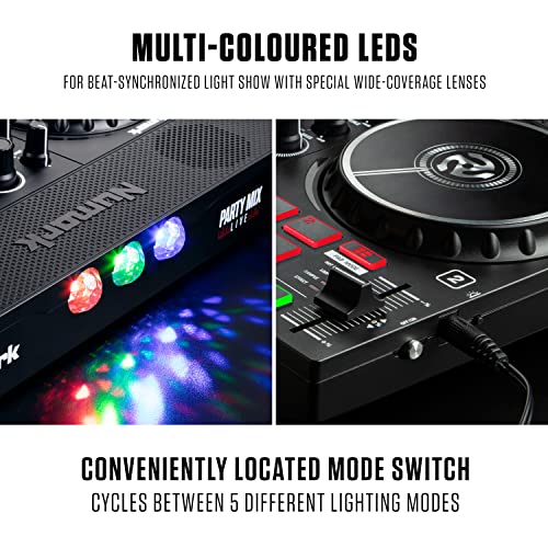 DJ Controller Bundle with Party Lights, 2 Decks, DJ Mixer, Audio Interface and DJ Headphones C13868
