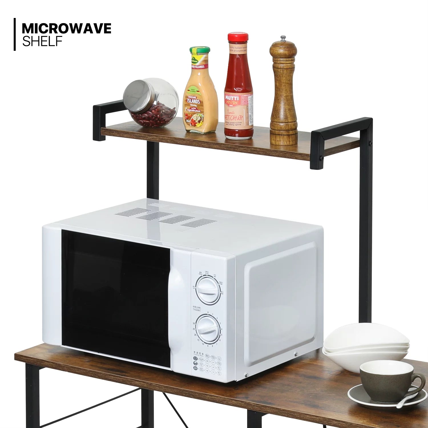 Brown 6 Shelves Utility Storage Shelf with Wire Basket U5849