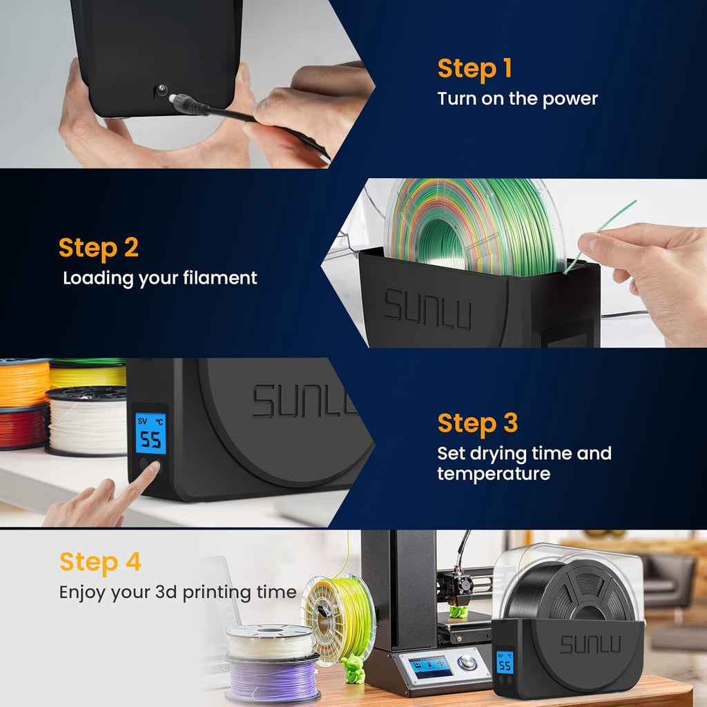 Black Filament Dryer Box Compatible with PLA PETG ABS P431