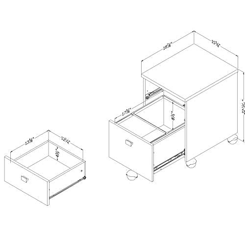Pure White 2-Drawer Mobile File Cabinet on Casters C2776