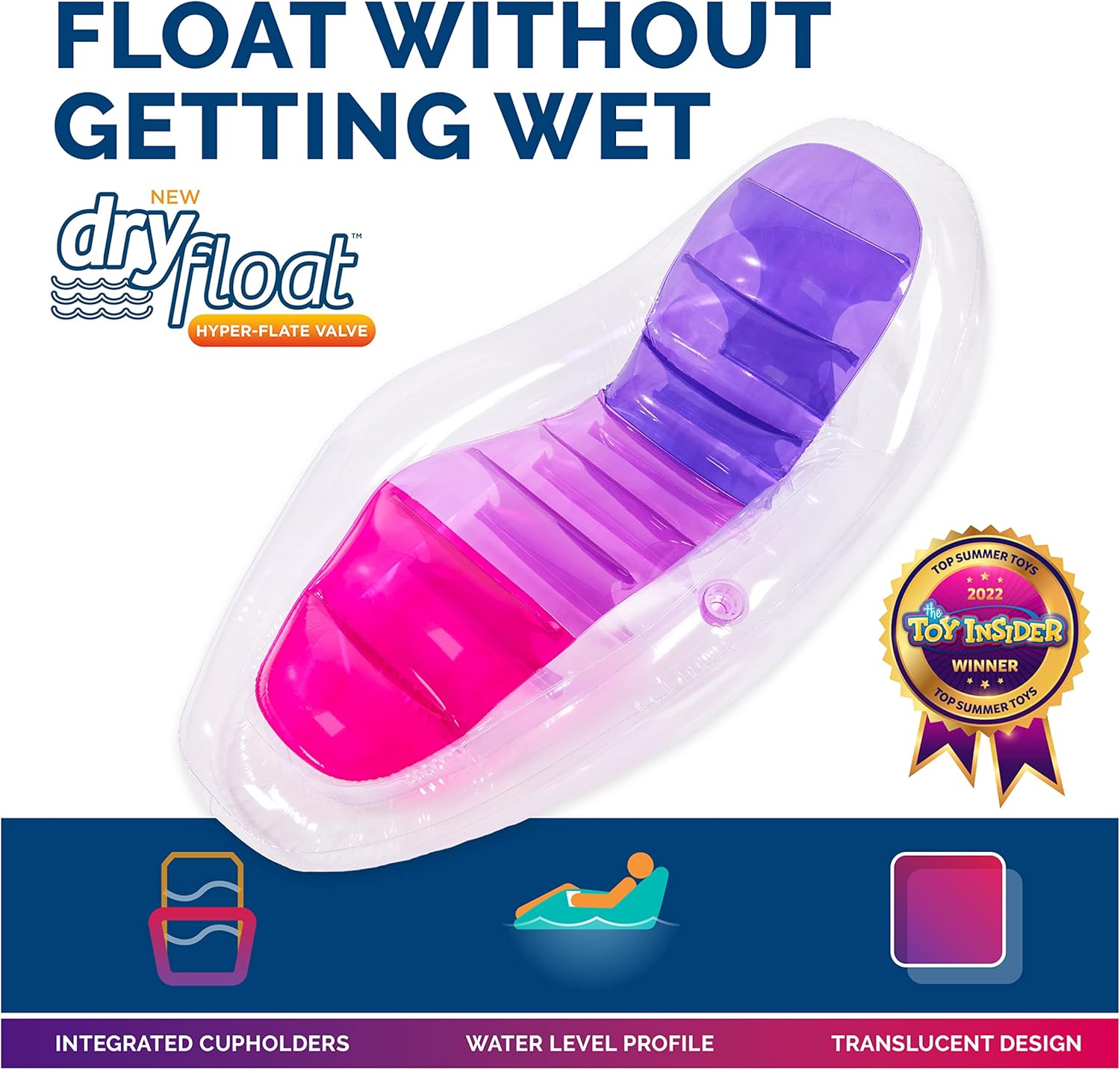 Translucent Inflatable Pool Float with Cup Holder C463