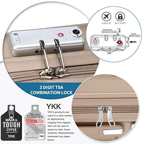 20" Carry On Luggage and 14" Mini Cosmetic Cases Travel Set Lightweight Polypropylene Hardside Suitcase with TSA Lock YKK Zipper Spinner Wheels (2 Piece Set, Ice Blue) Y27825