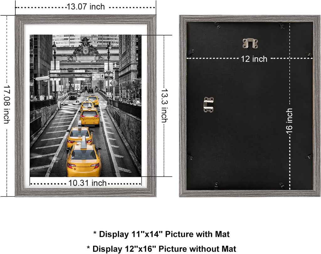 12x16 Solid Wood Picture Frame, Gray Y672