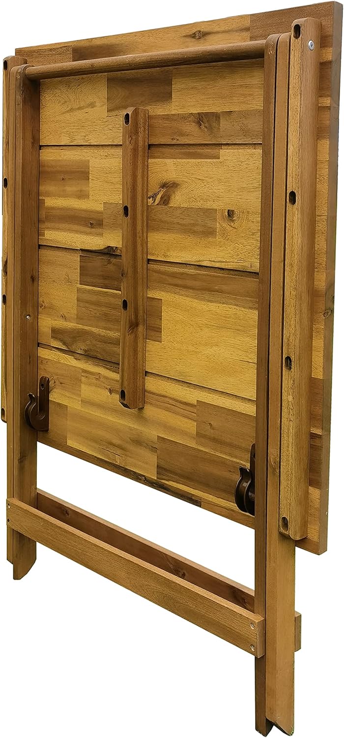 Wood Folding Table 29.5" x 29.5" x 28.7" Golden Teak V9743