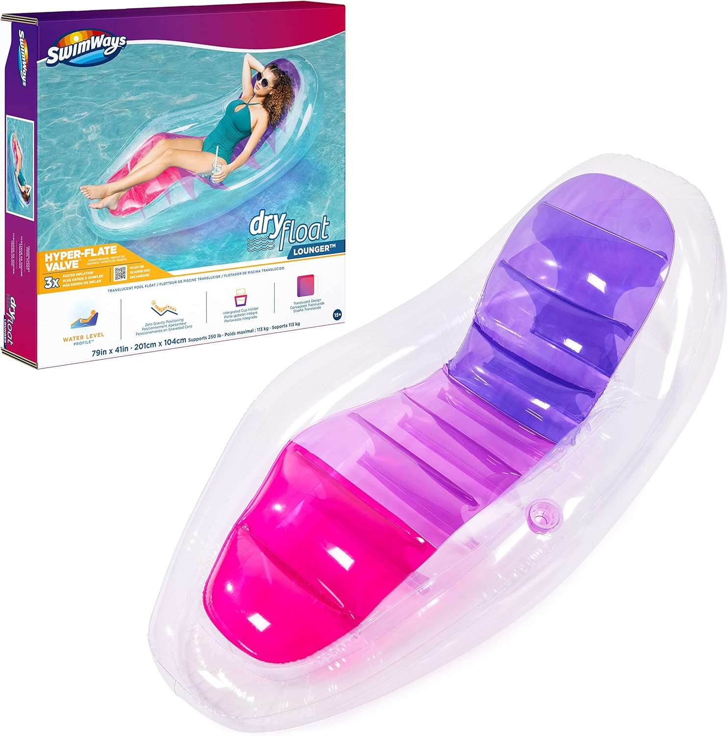 Translucent Inflatable Pool Float with Cup Holder C463