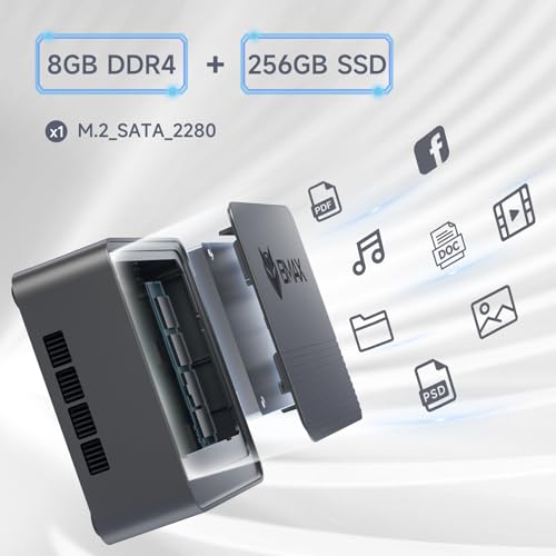 Mini PC, Fanless Intel N4000, 8GB LPDDR4 RAM, 128GB eMMC, WiFi5, HDMI, VGA, 4K HD, Dual WiFi, BT4.2 X3926
