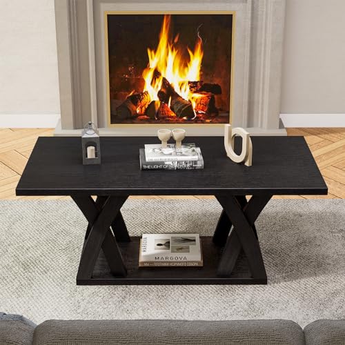 Dark Brown Wood Coffee Table with Shelf D59076