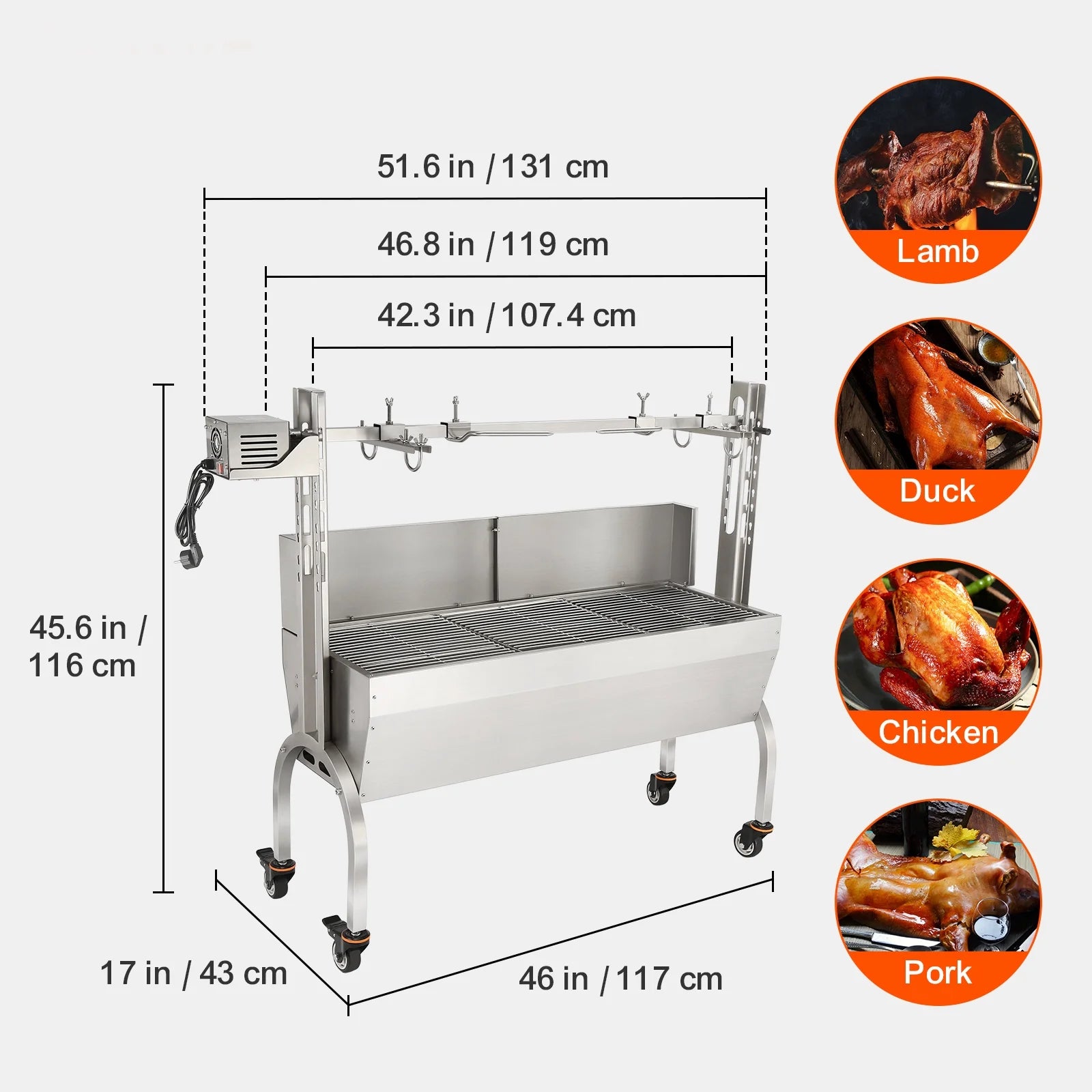 46 inches 50W 60KG Rotisserie BBQ Grill K759769