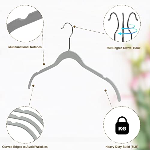 White 50 Pack Non-Velvet Plastic Heavy Duty Clothes Hangers with Chrome Swivel Hook D1317