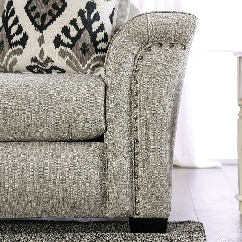 Light Taupe Fabric Upholstered Sofa E5890