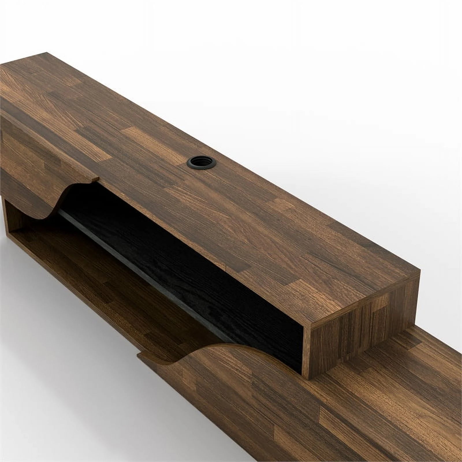 Brown Hickory 2-Shelf Floating TV Console B532