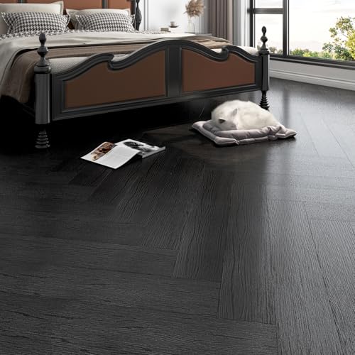 17-Pack 6"x36" Black Wood Luxury Vinyl Plank Flooring Peel and Stick Tiles Q126697