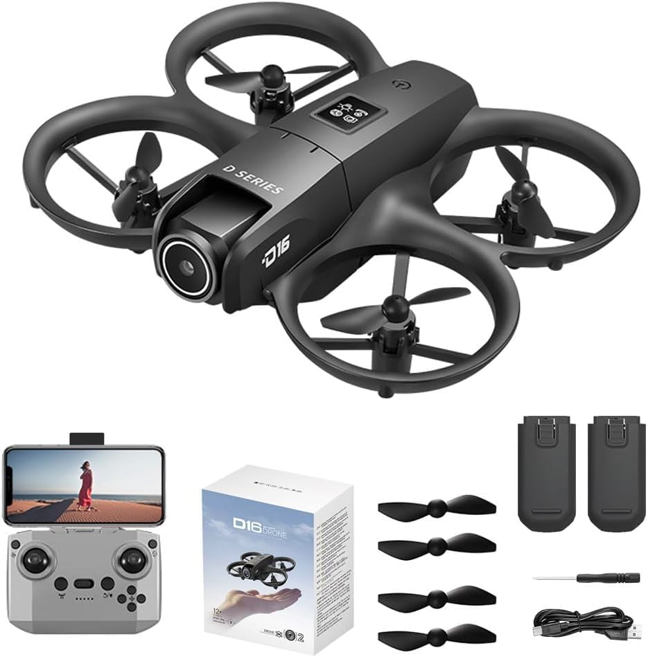 Black Mini HD FPV Drone with Camera 1080P, 2 Batteries Z279947