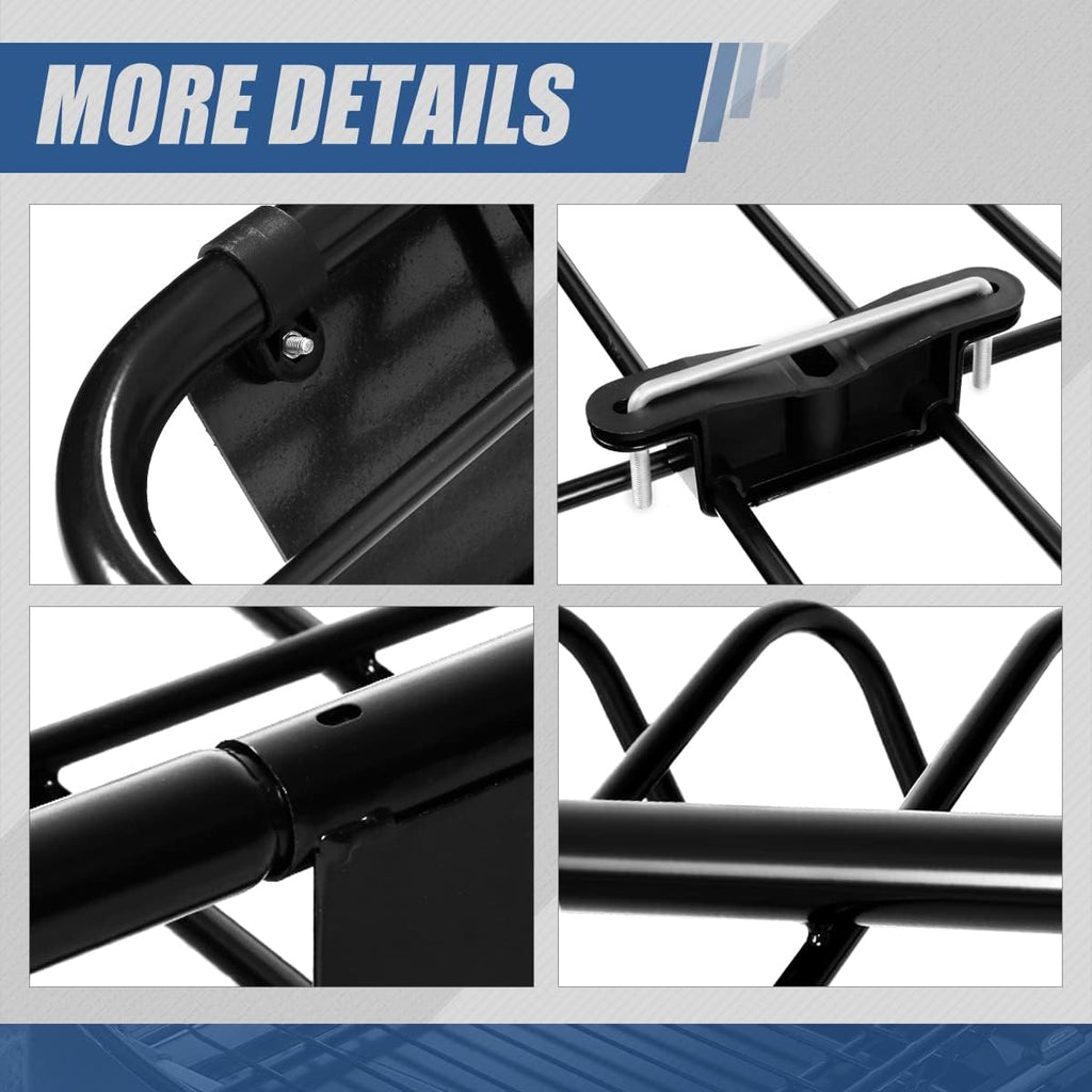Black Mild Steel Roof Rack Cargo Carrier Basket H754983