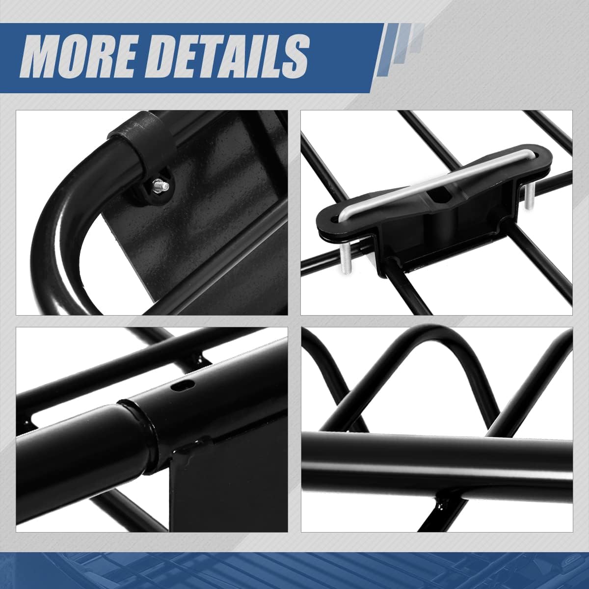 Black Mild Steel Roof Rack Cargo Carrier Basket H754983