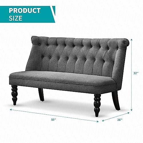 Armless 2 Seater Linen Fabric Loveseat C831